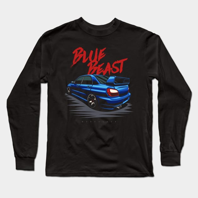 Blue Beast Long Sleeve T-Shirt by Markaryan